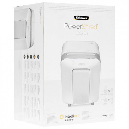 Уничтожитель (шредер) FELLOWES LX201, 5 уровень секретности, 2x12 мм, 12 листов, 22 л, белый, FS-50501