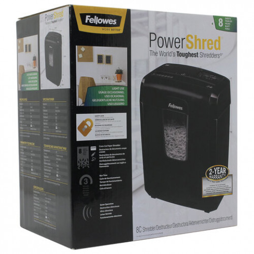 Уничтожитель (шредер) FELLOWES 8C, 4 уровень секретности, 4x35 мм, 8 листов, 14 литров, FS-46896