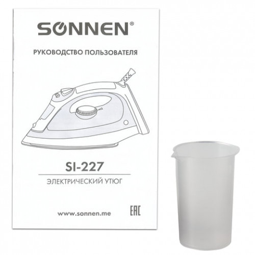 Утюг SONNEN SI-227, 2000 Вт, антипригарное покрытие, бирюзовый/белый, 453505