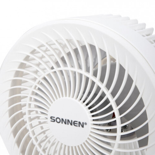 Вентилятор настольный SONNEN FT-160, 40 Вт, 23 см, 3 скорости, вращение на 60°, механическое управление, белый, 457784