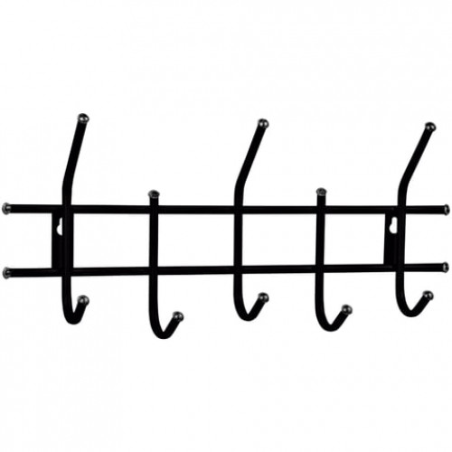 Вешалка настенная Стандарт 2/5, 260х550х110 мм, 5 крючков, металл, черная