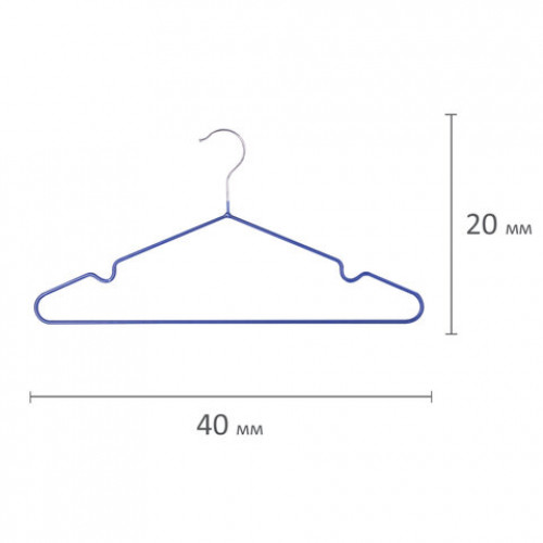 Вешалки-плечики, размер 48-50, КОМПЛЕКТ 10 шт., металл/ПВХ, перекладина, цвет синий, BRABIX Стандарт, 601166