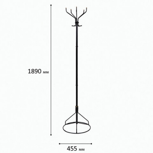 Вешалка-стойка Ажур-2, 1,89 м, основание 46 см, 5 крючков, металл, черная