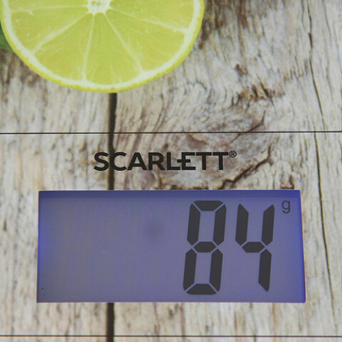 Весы кухонные SCARLETT SC-KS57P21 Лимоны, электронный дисплей, max вес 10 кг, тарокомпенсация, стекло
