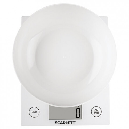 Весы кухонные SCARLETT SC-KS57B10, электронный дисплей, чаша, max вес 5 кг, тарокомпенсация, пластик