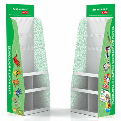 Стойка напольная BRAUBERG KIDS, 180х60х40 см, 3 полки, 16 крючков