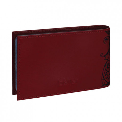 Визитница карманная BEFLER Гипюр на 40 визиток, натуральная кожа, тиснение, красная, V.43.-1