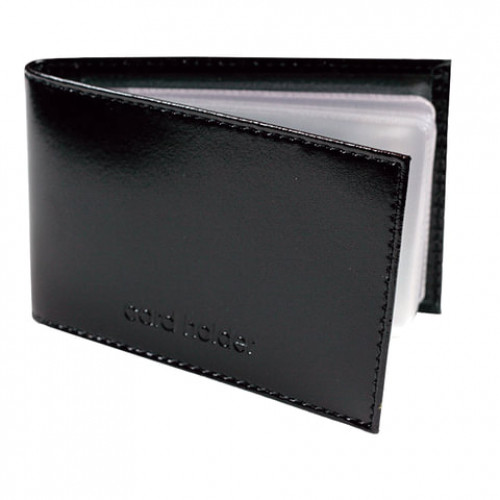Визитница карманная BEFLER Classic на 40 визиток, натуральная кожа, тиснение, черная, К.5.-1