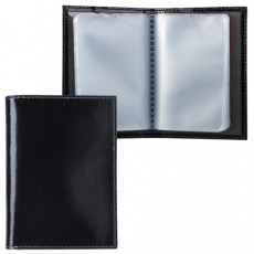 Визитница карманная BEFLER Classic на 40 визиток, натуральная кожа, черная, V.32.-1