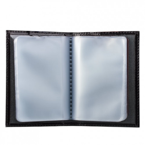 Визитница карманная BEFLER Classic на 40 визиток, натуральная кожа, черная, V.32.-1
