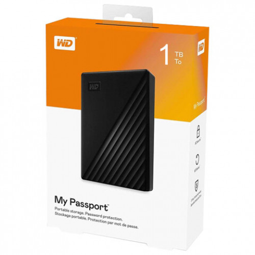 Внешний жесткий диск WD My Passport 1TB, 2.5, USB 3.0, черный, WDBYVG0010BBK-WESN