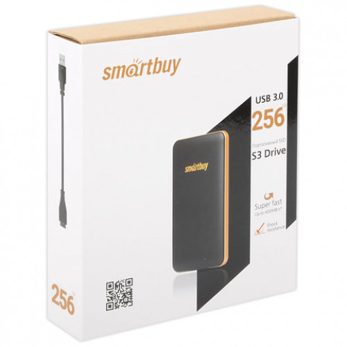 Внешний SSD накопитель SMARTBUY S3 Drive 256GB, 1.8, USB 3.0, черный, SB256GB-S3DB-18SU30, 256GBS3DB18SU30