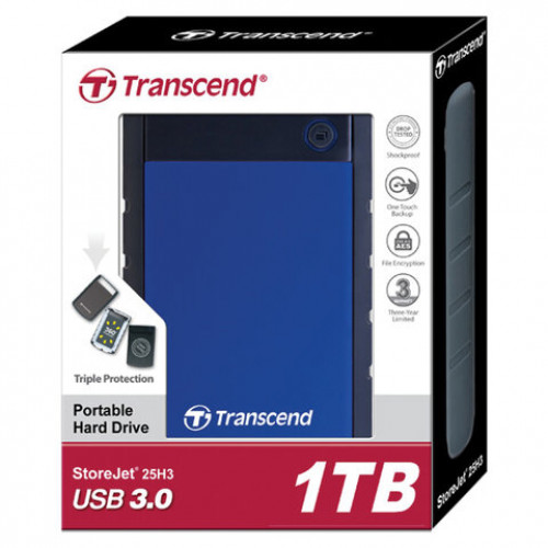 Внешний жесткий диск TRANSCEND StoreJet 1TB, 2.5, USB 3.0, синий, TS1TSJ25H3B