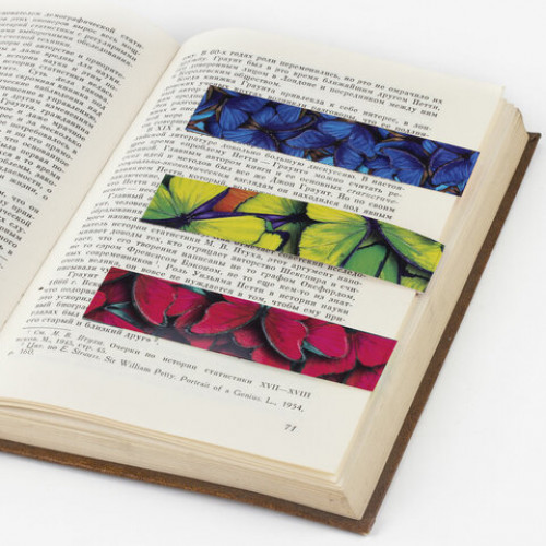 Закладки для книг с магнитом КРАСКИ ЛЕТА, набор 6 шт., блестки, 25x196 мм, ЮНЛАНДИЯ, 111643