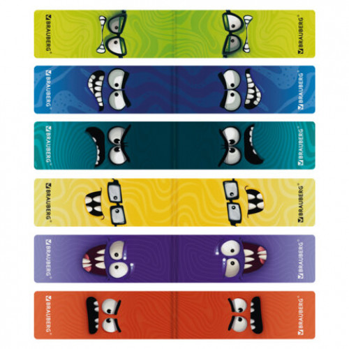 Закладки для книг МАГНИТНЫЕ, BRAUBERG CUTE MONSTERS, набор 6 штук, 60x20 мм, 116995