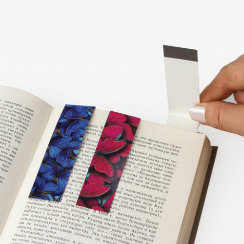 Закладки для книг с магнитом КРАСКИ ЛЕТА, набор 6 шт., блестки, 25x196 мм, ЮНЛАНДИЯ, 111643