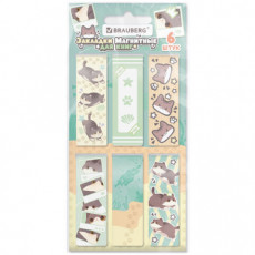 Закладки для книг МАГНИТНЫЕ, BRAUBERG CUTE CATS, набор 6 штук, 60x20 мм, 116985