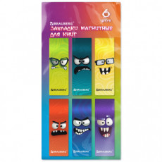 Закладки для книг МАГНИТНЫЕ, BRAUBERG CUTE MONSTERS, набор 6 штук, 60x20 мм, 116995