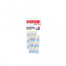 Закладки клейкие пастельные BRAUBERG PASTEL, 44х4 мм, 300 штук (15 блоков х 20 листов), 116683