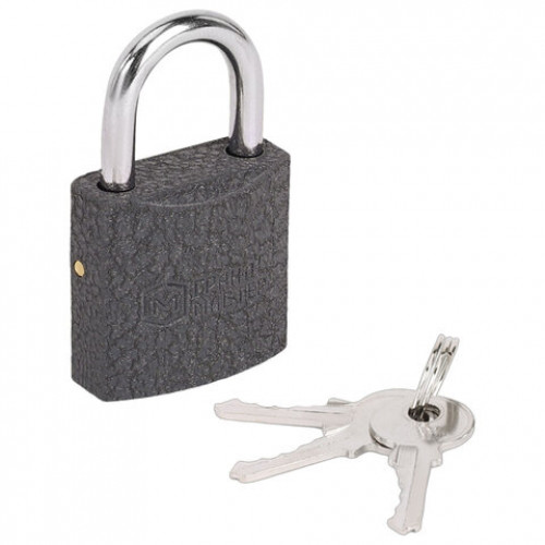Замок навесной чугунный Стандарт, ширина 25 мм, английский, 2 ключа, ГРАНДМАСТЕР, 671289
