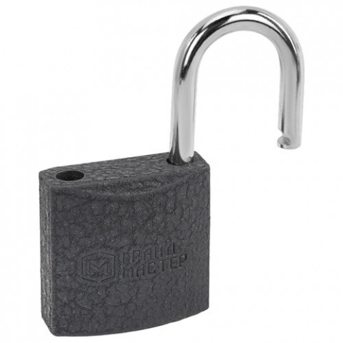 Замок навесной чугунный Стандарт, ширина 25 мм, английский, 2 ключа, ГРАНДМАСТЕР, 671289