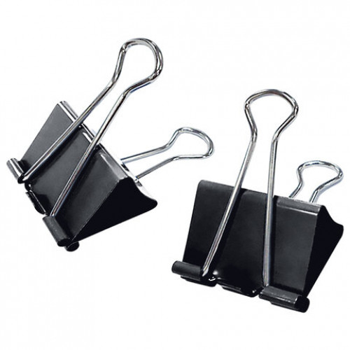 Зажимы для бумаг ПОВЫШЕННОЙ ВМЕСТИМОСТИ STAFF ECO, КОМПЛЕКТ 12 шт., 60 мм, на 280 листов, черные, картонная коробка, 274042