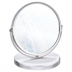 Зеркало настольное BRABIX, круглое, диаметр 17 см, двустороннее, с увеличением, синяя металлическая рамка, 607422