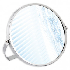 Зеркало настольное BRABIX, круглое, диметр 17 см, двустороннее, с увеличением, рамка из нержавеющей стали, 607421