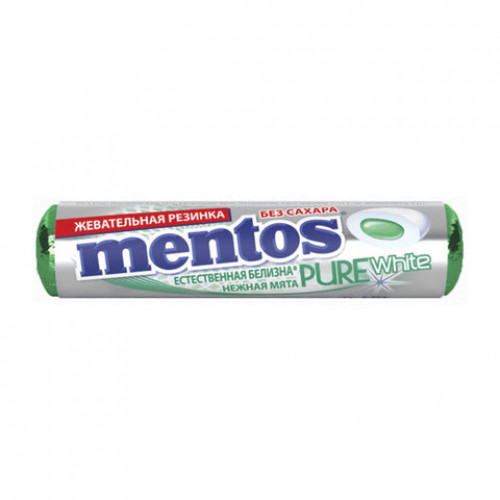 Жевательная резинка MENTOS Pure White (Ментос) Ролл Нежная мята, 15,5 г, 87548