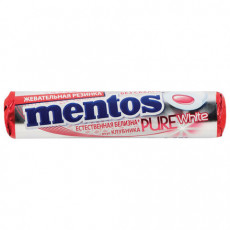 Жевательная резинка MENTOS Pure White (Ментос) Ролл Клубника, 15,5 г, 87547