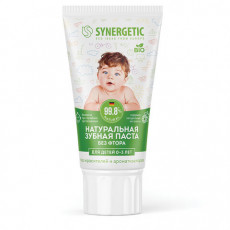 Зубная паста детская 50 г, SYNERGETIC, липа и ромашка, от 0 до 3 лет, натуральная, 201008