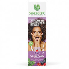Зубная паста 100г SYNERGETIC Для чувствительных зубов и десен, ягоды и мята, без фт, 201001