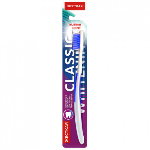 Зубная щетка жесткая, для быстрого очищения и безопасного отбеливания, ассорти 4 цвета, LAIMA DENT, 609313