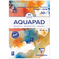 Альбом для акварели, 50л., А4, на склейке Clairefontaine Goldline Aqua, 300г/м2, холод. прессование