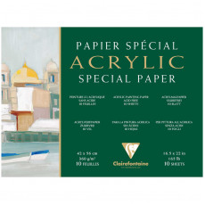 Бумага для акрила, 10л., 420*560мм Clairefontaine Acrylic, 360г/м2, склейка по 4-м сторонам Бумага для акрила, 10л., 420*560мм Clairefontaine Acrylic, 360г/м2, склейка по 4-м сторонам