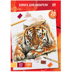 Папка для акварели, 20л., А3 ArtSpace Тигр, 180г/м2 Папка для акварели, 20л., А3 ArtSpace Тигр, 180г/м2