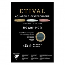 Альбом для акварели, 15л., А3, на склейке Clairefontaine Etival, 300г/м2, торшон, холод. пресс., черный