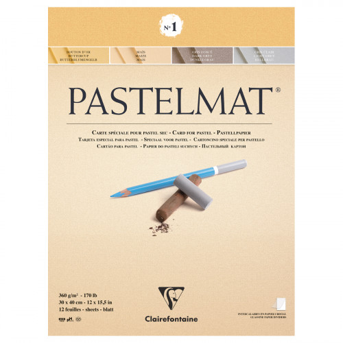 Альбом для пастели, 12л., 300*400мм, на склейке Clairefontaine Pastelmat, 360г/м2, бархат, цв. блок