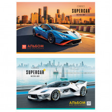 Альбом для рисования 32л., А4, на скрепке ArtSpace Авто. Supercar, эконом