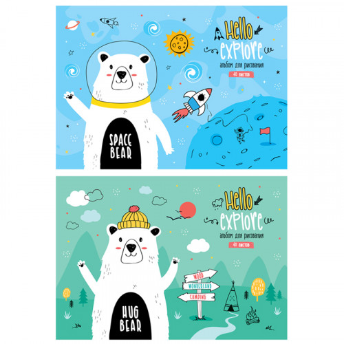 Альбом для рисования 40л., А4, на склейке ArtSpace Рисунки. Bear hug