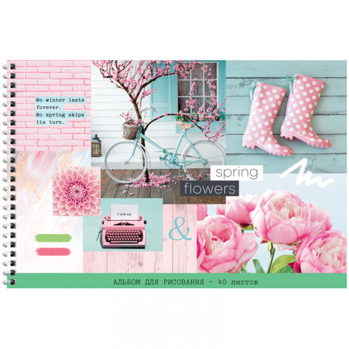 Альбом для рисования 40л., А4, на гребне ArtSpace Стиль. Spring collage