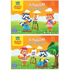 Альбом для рисования 40л., А5, на склейке Мульти-Пульти Приключения Енота, с раскраской