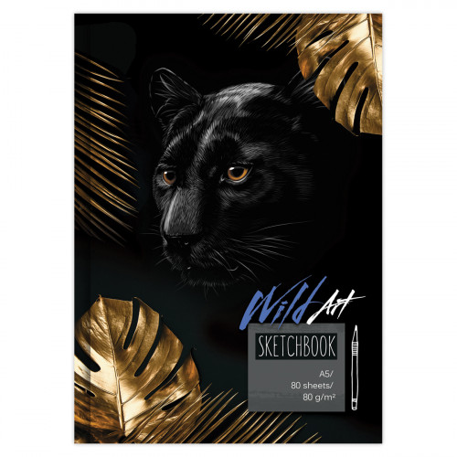 Скетчбук 80л., А5 7БЦ BG Wild Art, матовая ламинация, выб. лак, бежевый блок, 80г/м2