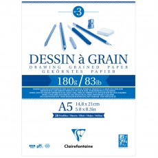 Скетчбук 30л., А5 Clairefontaine Dessin a grain, на склейке, мелкозернистая, 180г/м2