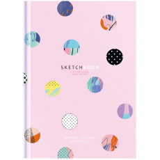 Скетчбук 80л., А5 7БЦ BG Милые кружочки, матовая ламинация, выб. лак, 100г/м2