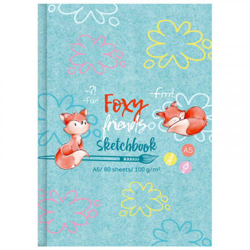 Скетчбук 80л., А5 7БЦ BG Foxy sketch, матовая ламинация, выб. лак, 100г/м2