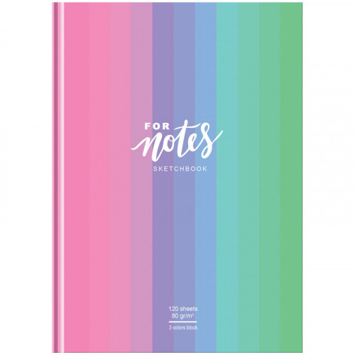 Скетчбук 120л., А5 7БЦ BG For notes, матовая ламинация, трехцветный тонированный блок, 80г/м2