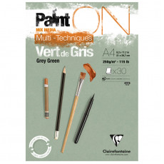 Скетчбук - альбом для смешанных техник 30л., А4, на склейке Clairefontaine Paint'ON Grey Green, серо-зеленый, 250г/м2 Скетчбук - альбом для смешанных техник 30л., А4, на склейке Clairefontaine Paint'ON Grey Green, серо-зеленый, 250г/м2