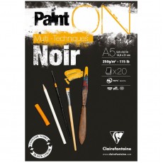 Скетчбук - альбом для смешанных техник 20л., А5 Clairefontaine Paint ON Noir, на склейке, черный, 250г/м2