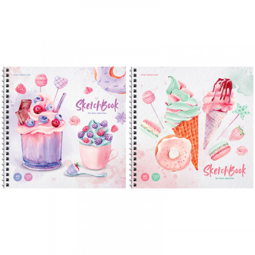 Скетчбук 40л., 190*190 ArtSpace Dessert, на гребне, твердая обложка, офсет, 120г/м2